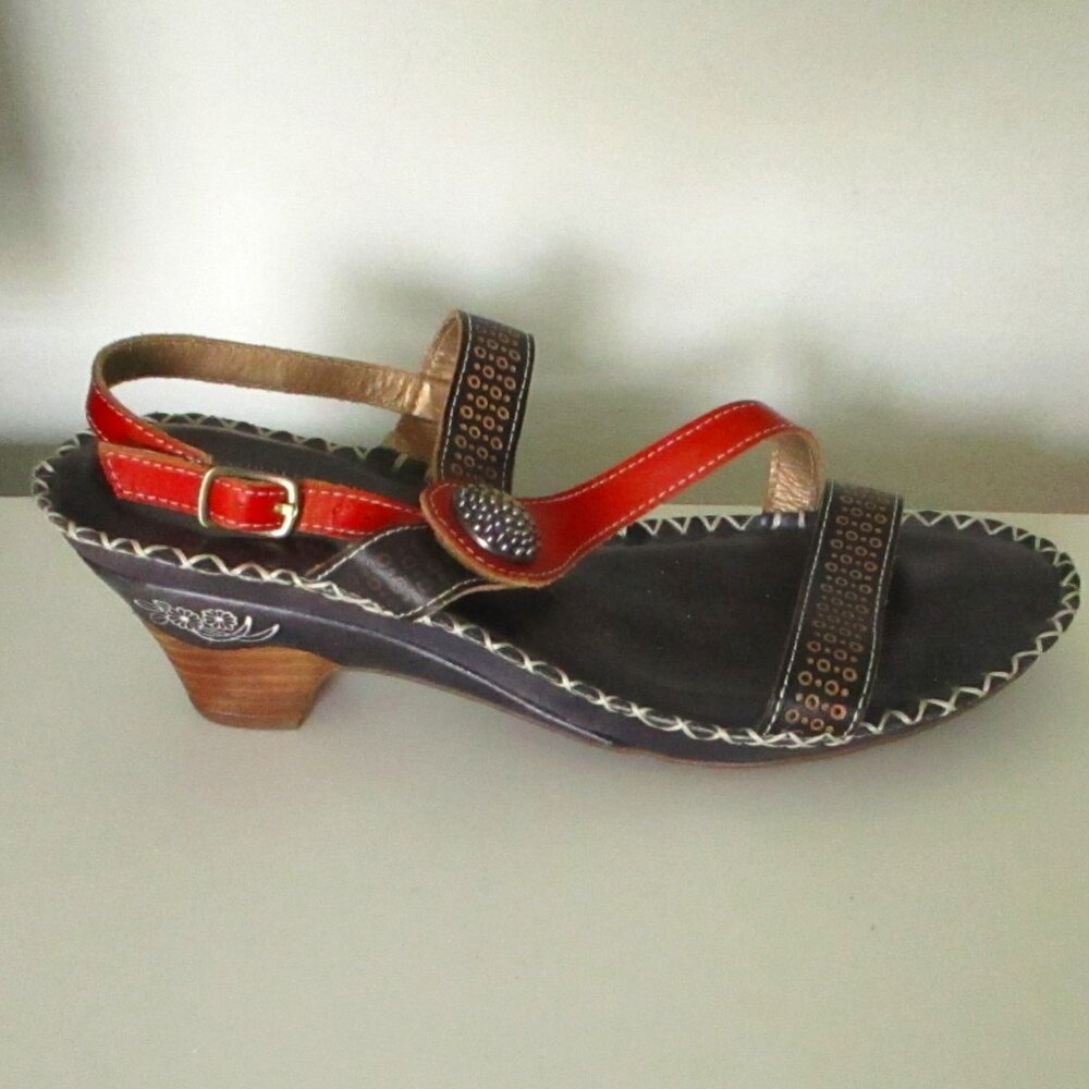 L'Artiste Dreamer-B Womens Red Leather Velcro Strap Slingback Heel Sandal-40 EUR - Picture 3 of 8
